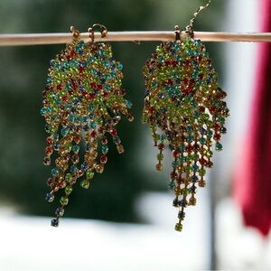 Totally fabulous rainbow pride chandelier earrings, large and vintage.